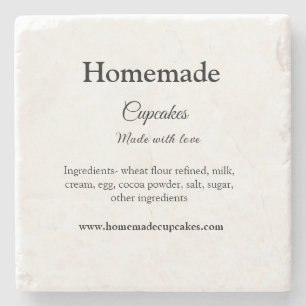 Homemade cupcakes made with love add text website stone coaster
