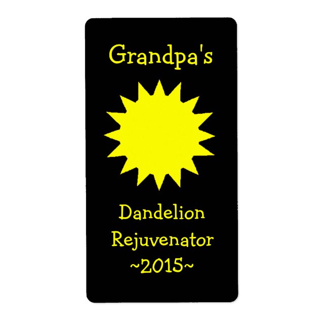 Homemade Dandelion Wine Labels (Front)