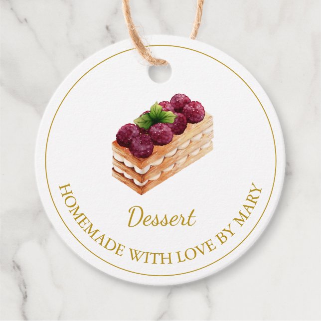 Homemade Dessert Cake Favour Tags | White (Front)