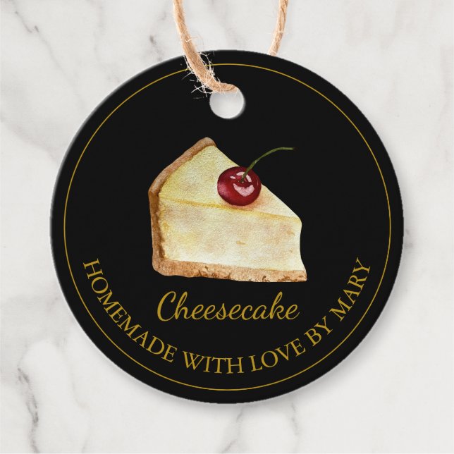 Homemade Dessert Cheesecake Favour Tags | Black (Front)