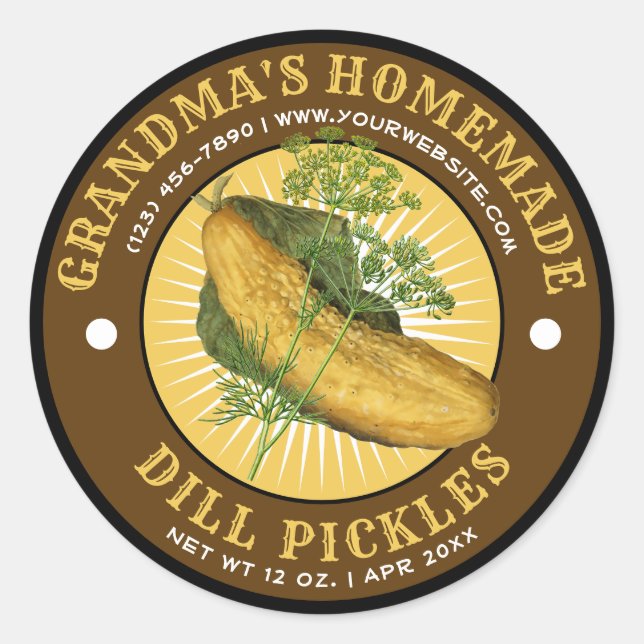 Homemade Dill Pickles Antique Label Template (Front)