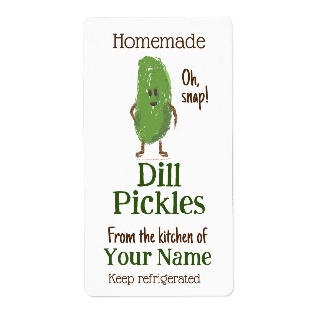 Homemade Dill Pickles Personalised Cute Cucumber (Front)