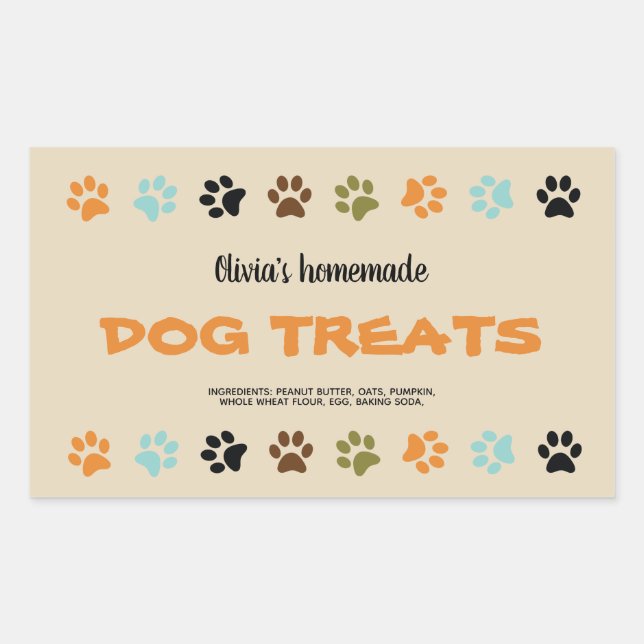 Homemade Dog Treats jar label (Front)