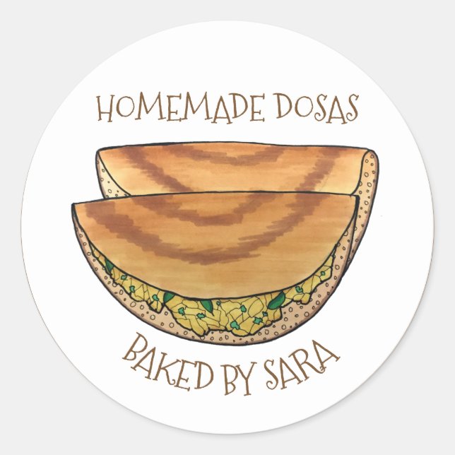 Homemade Dosas Indian Masala Dosa Baked By Classic Round Sticker (Front)