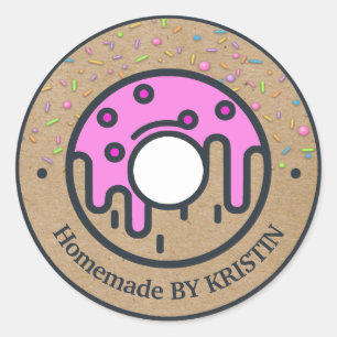 Homemade Doughnut Craft Paper Classic Round Sticke Classic Round Sticker