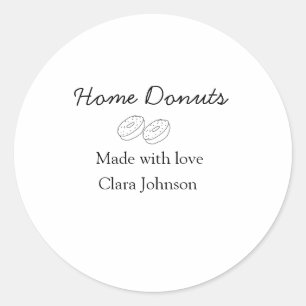 Homemade doughnuts bakery add your text name custo classic round sticker