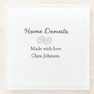 Homemade doughnuts bakery add your text name custo glass coaster