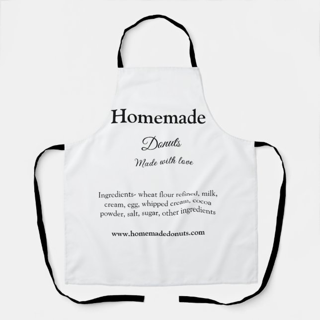 Homemade doughnuts made with love add text website apron (Front)