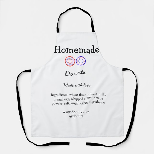Homemade doughnuts made with love add text website apron (Front)