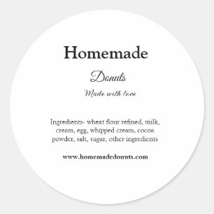 Homemade doughnuts made with love add text website classic round sticker