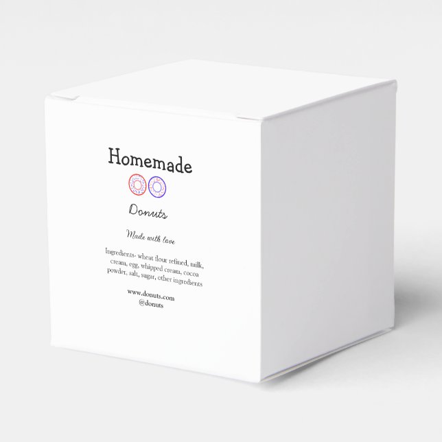 Homemade doughnuts made with love add text website favour box (Front Side)