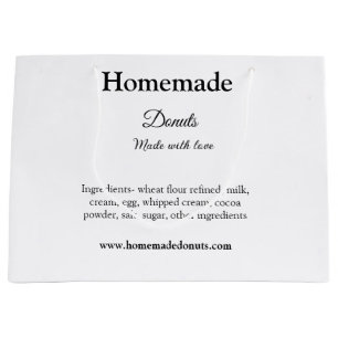 Homemade doughnuts made with love add text website large gift bag