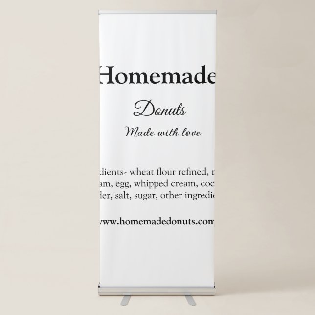 Homemade doughnuts made with love add text website retractable banner (Front)