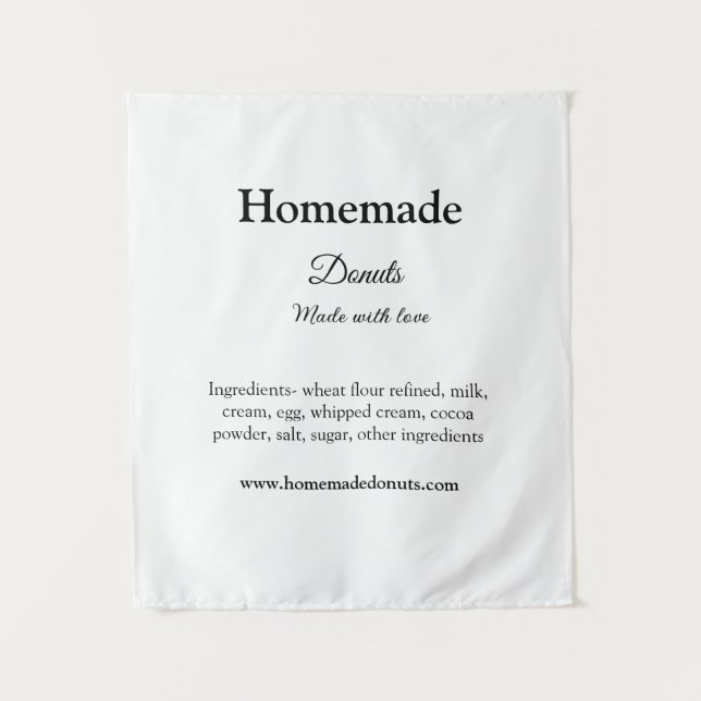 Homemade doughnuts made with love add text website tapestry (Front)