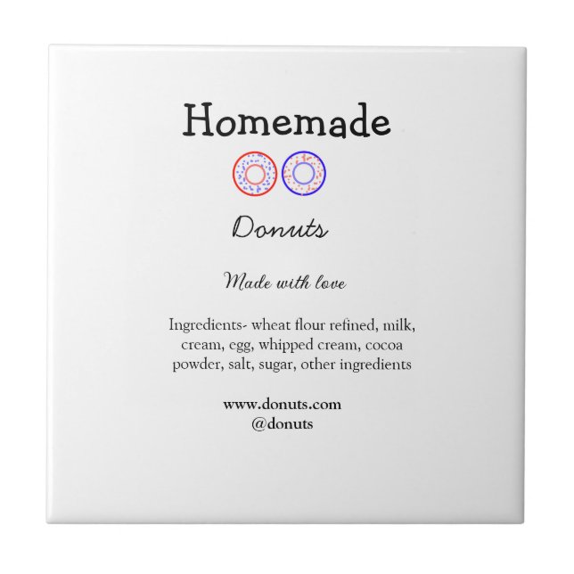 Homemade doughnuts made with love add text website tile (Front)