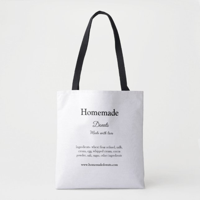 Homemade doughnuts made with love add text website tote bag (Front)