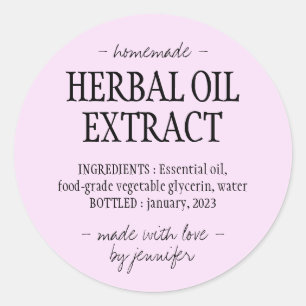 Homemade drink Cream pink Herbal oil extract Classic Round Sticker