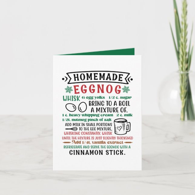 Homemade eggnog recipe customisable holiday card (Front)