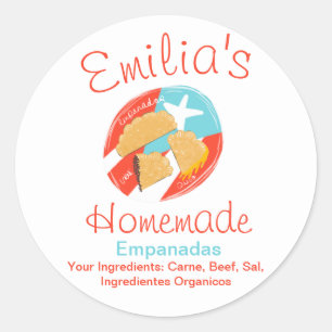Homemade Empanadas Business Hand Drawn Logo Classic Round Sticker