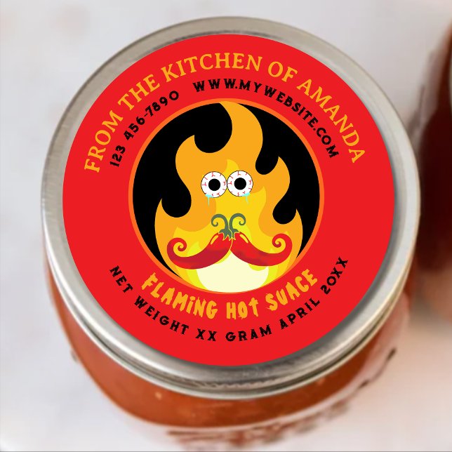 Homemade Flaming Custom Funny Hot Sauce Label  (Creator Uploaded)