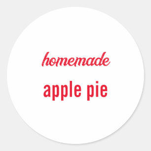 Homemade Food Gift Party Favour Apple Pie Custom Classic Round Sticker