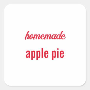 Homemade Food Gift Party Favour Apple Pie Custom Square Sticker