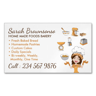 Homemade Fresh Bread Pastries Lady Magnetic Business Card