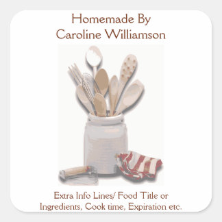 Homemade From Kitchen of Custom Baker Food Cook Square Sticker