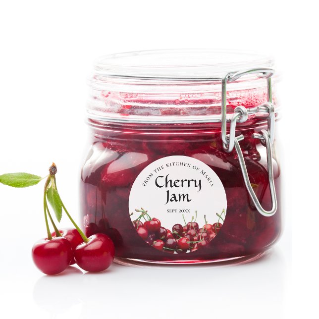Homemade Fruit Cherry Jam Modern Sticker Labels (Creator Uploaded)
