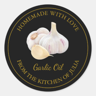 Homemade Garlic Oil Label Black