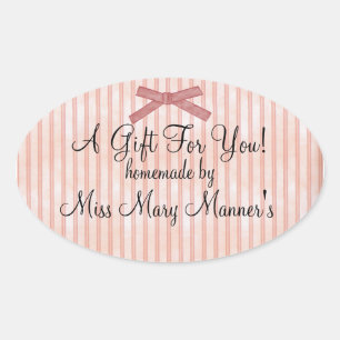 Homemade Gift Peach Stripes Label