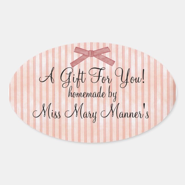 Homemade Gift Peach Stripes Label (Front)