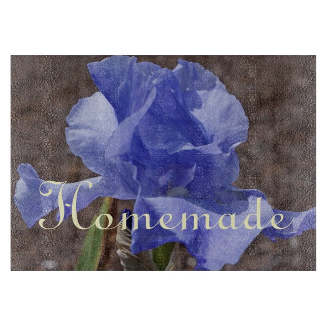 Homemade gifts glass cutting board Iris Flowers (Front)