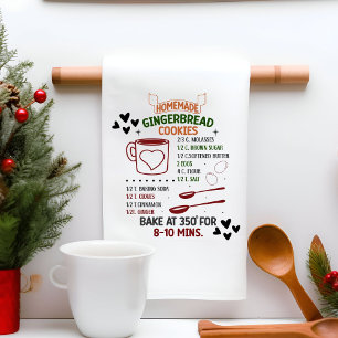 Homemade Gingerbread Cookie Recipe Christmas Gift Tea Towel