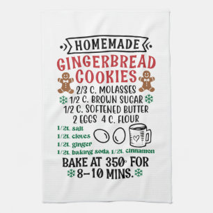 Homemade gingerbread cookies recipe Christmas Tea Towel