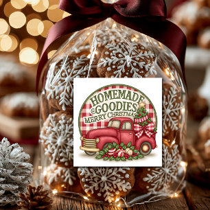  Homemade Goodies Red Check Country Truck  Square Sticker