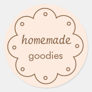 Homemade Goodies With Scalloped Edge Circle Classic Round Sticker