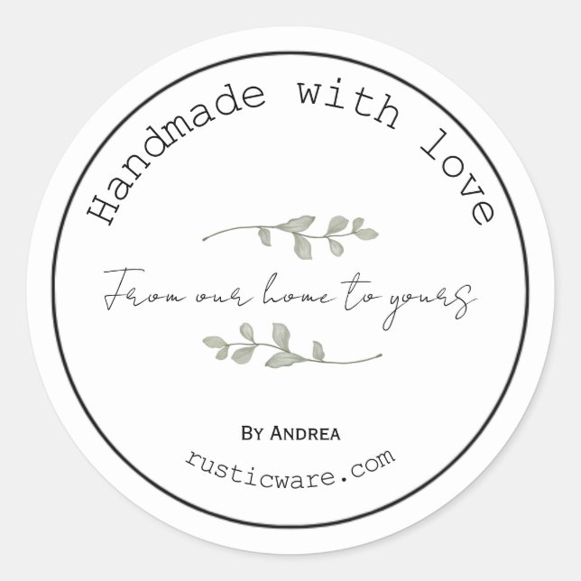 Homemade goods rustic minimalist sticker (Front)