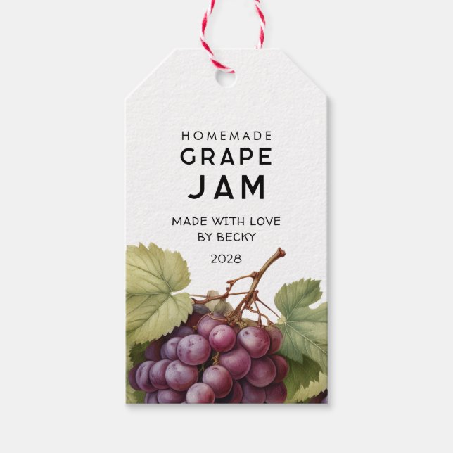 Homemade grape jam Pantry Labels with red grapes (Front)