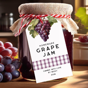 Homemade Grape Jam with chequered pattern Gift Tags