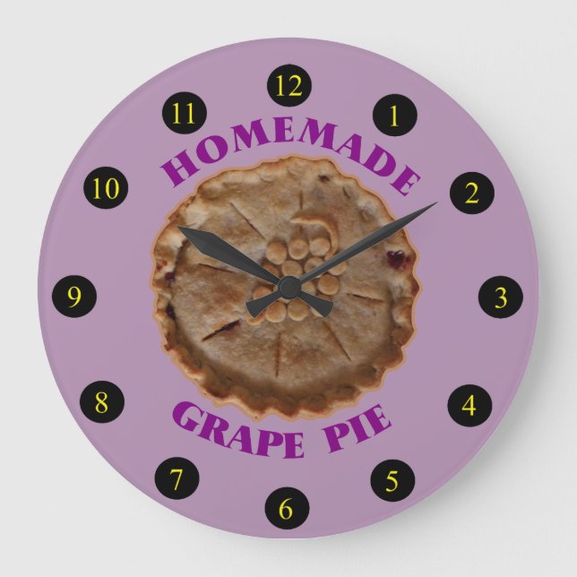 Homemade Grape Pie Large Clock (Front)