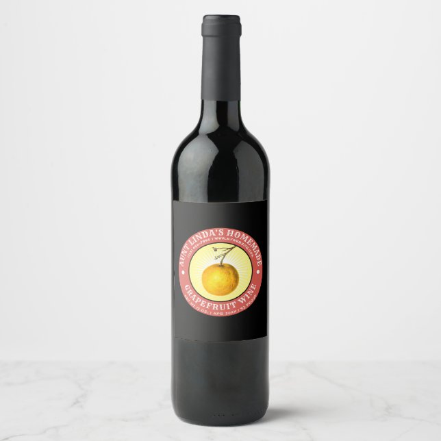 Homemade Grapefruit Wine Label Template (Front)