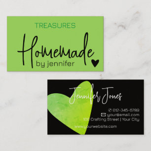 Homemade Handmade Crafts Calligraphy Lime Green Business Card