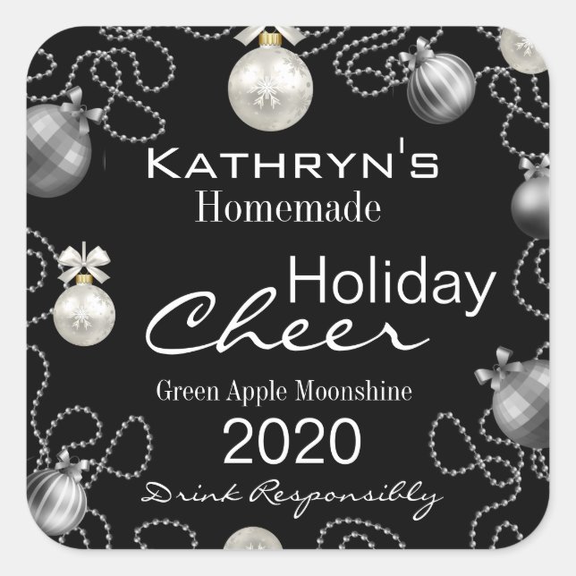 Homemade Holiday Cheer Moonshine Personalised Square Sticker (Front)