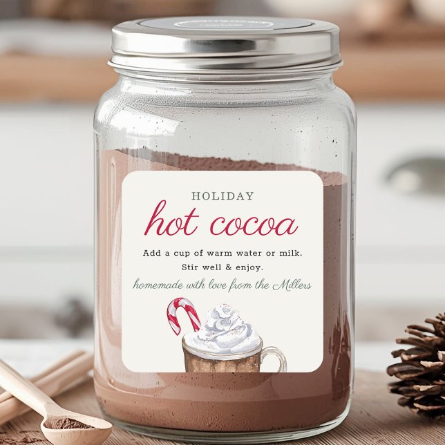 Homemade Holiday Hot Cocoa Mix Christmas Gift Square Sticker (Creator Uploaded)