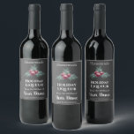 Homemade Holiday Liqueur Wine Chalkboard Christmas Wine Label<br><div class="desc">Add your custom name and information to this elegant wine bottle label. It has a chalkboard art look Christmas holly with leaves and berries. This is fully customisable--you can add, delete, move, or change anything. ----- It says Homemade Holiday Liqueur, from the Kitchen of Your Name, Keep Refrigerated. Simply replace...</div>