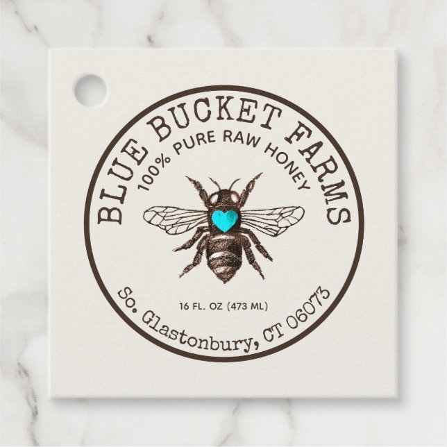 Homemade Honey Bee Jar Neck Tag (Front)
