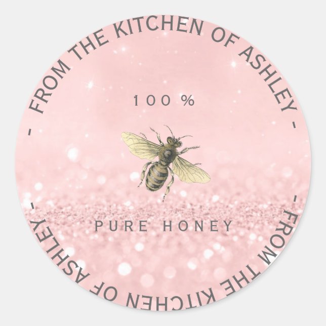 Homemade Honey From Kitchen Pink Rose Gold Classic Round Sticker (Front)