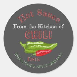 Homemade Hot Sauce Chilli Peppers Chalkboard Art  Classic Round Sticker