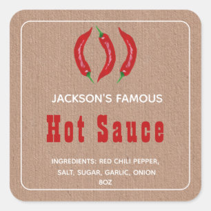 Homemade Hot Sauce   Chilli Sauce Kraft Paper Square Sticker